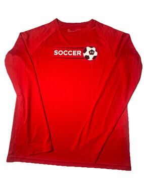 Under Armour Boys YLG Red Soccer Long Sleeve HeatGear Athletic Shirt